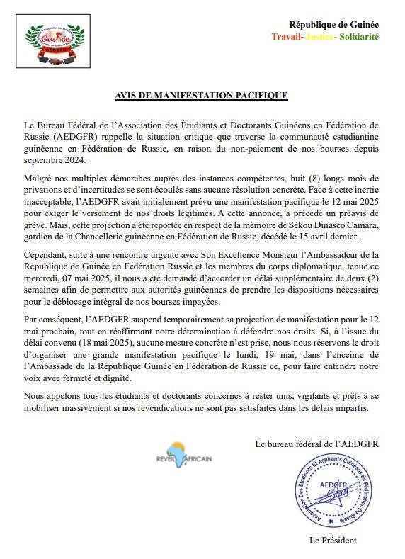 493950199_122117364848815617_3547973670427165947_n Guinée /Russie : Avis de manifestation