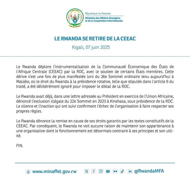 image-27 Le Rwanda annonce son retrait  de la Communauté Économique des États de l'Afrique Centrale (CEEAC).