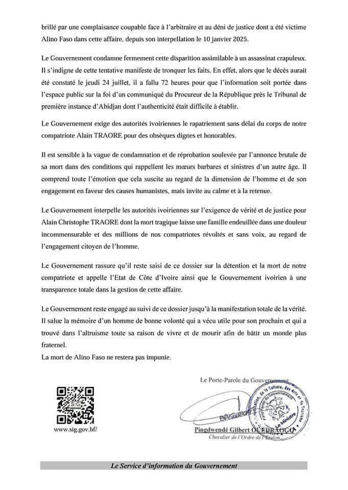 image-116 Côte d'Ivoire : Le Burkina exige que "la lumière soit faite" après la mort d'un influenceur à Abidjan.