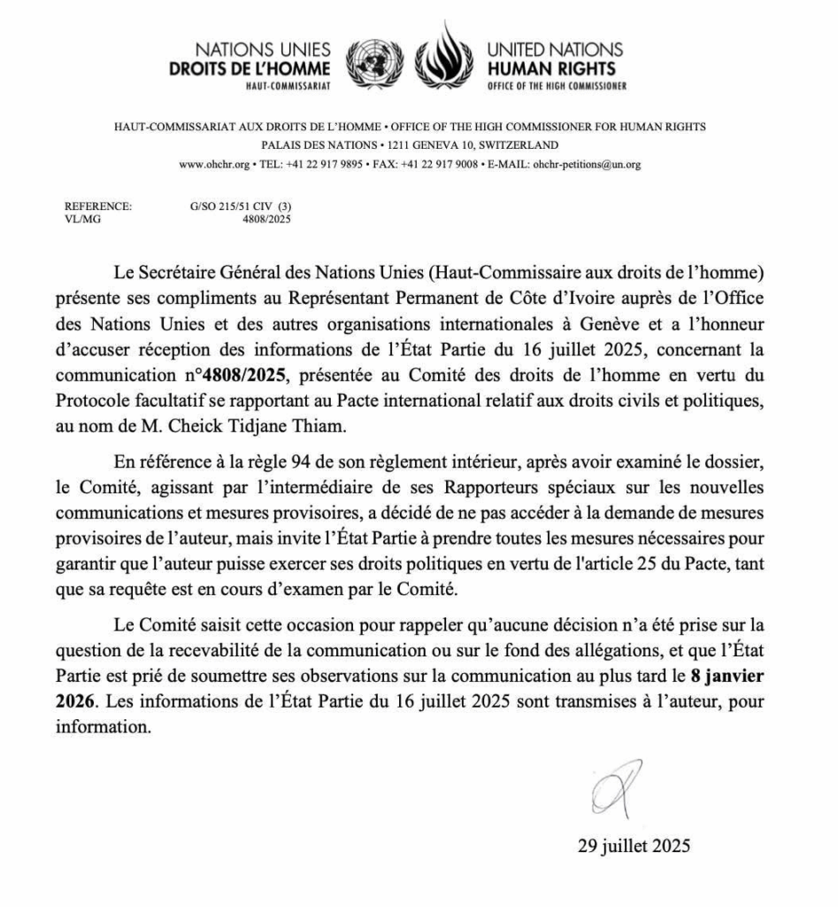 image-123-947x1024 Côte d'ivoire : Un comité de l'ONU appelle la Côte d'Ivoire à garantir l'exercice des "droits politiques" de Thiam, selon son avocat.