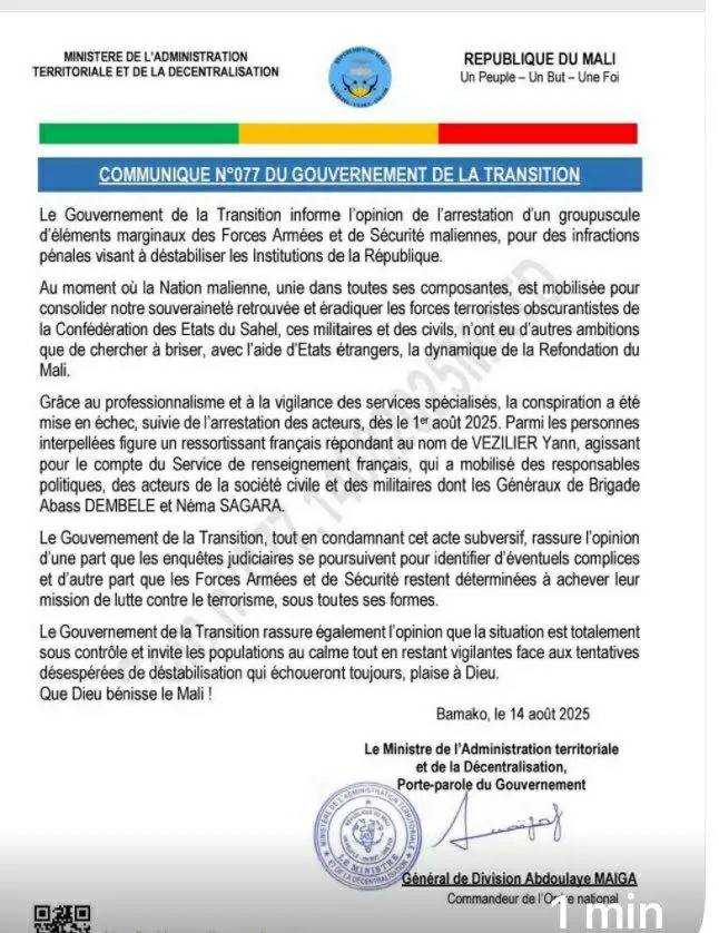 image-39 Mali : la junte dénonce un plan de déstabilisation soutenu par des "Etats étrangers", un Français arrêté.