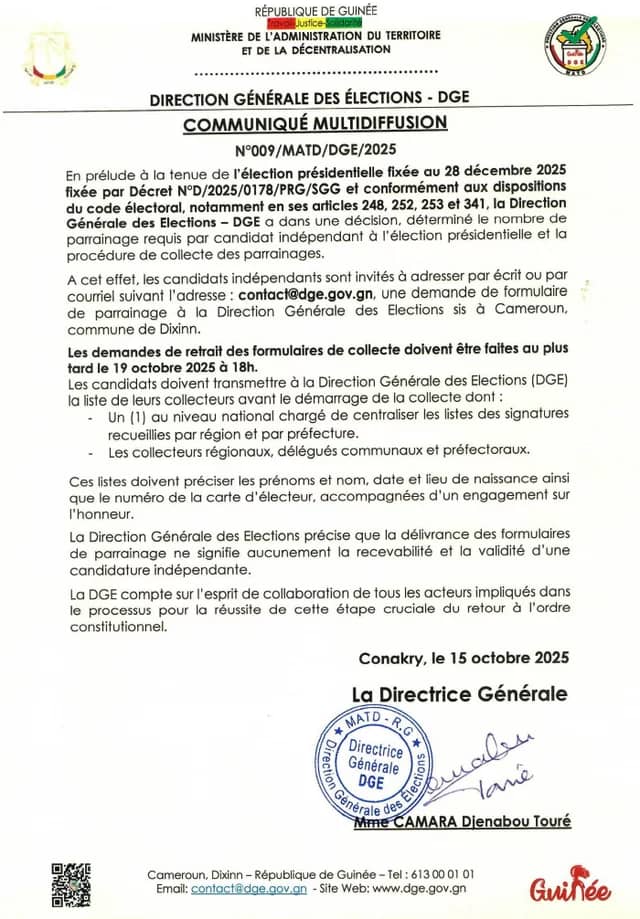 1000000621 Conakry (Guinée ) / présidentielles 2025 : les candidatures indépendantes face à l'énigme du parrainage pour la Présidentielle.