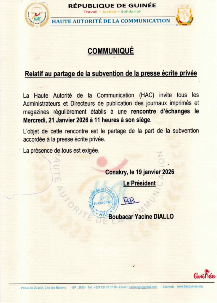 image-70-733x1024 Conakry (Guinée) : La HAC convoque les directeurs et Responsables de médias privés (Communiqué).