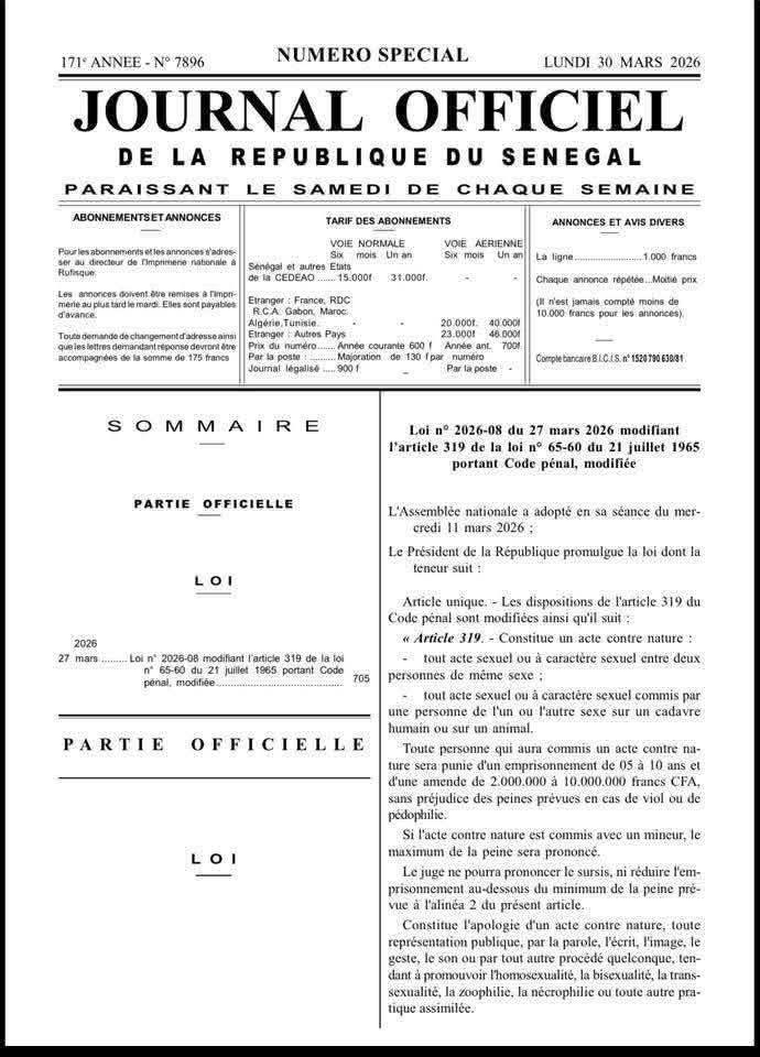 image-187 Dakar (Sénégal ) : le président promulgue la loi doublant les peines de prison réprimant l'homosexualité.