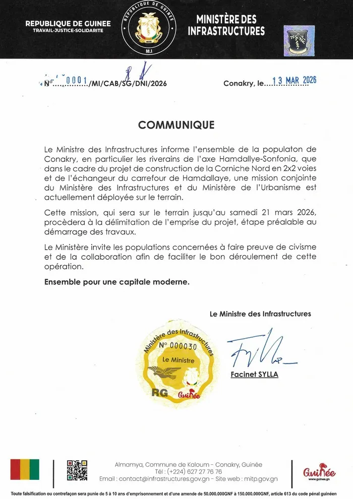 image-62 Conakry (Guinée) /Projet Majeur d'Infrastructures à Conakry : Lancement de la Phase Cruciale de Délimitation des Emprises pour la Corniche Nord et l'Échangeur de Hamdallaye.