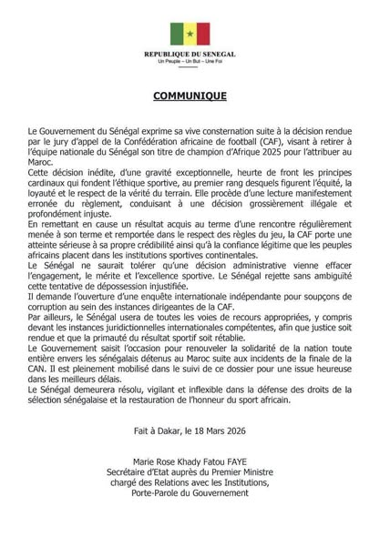 image-91 Dakar (Sénégal ) / Foot: déchu de son titre continental, le Sénégal riposte pour contester la décision de la CAF.