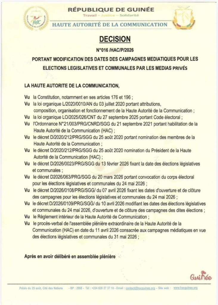 image-169-731x1024 Conakry (Guinée) / Réglementation Stricte de la Couverture Médiatique par la HAC : Un Impératif d'Équité Électorale.