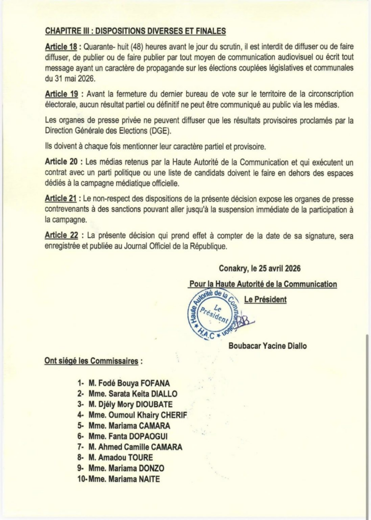 image-171-731x1024 Conakry (Guinée) / Réglementation Stricte de la Couverture Médiatique par la HAC : Un Impératif d'Équité Électorale.
