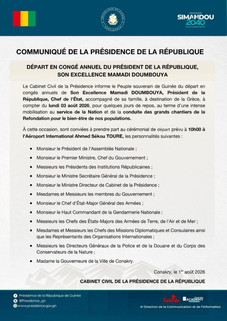 image-8-724x1024 Conakry (Guinée) / la continuité de l’exercice des fonctions présidentielles en l’absence du territoire national.